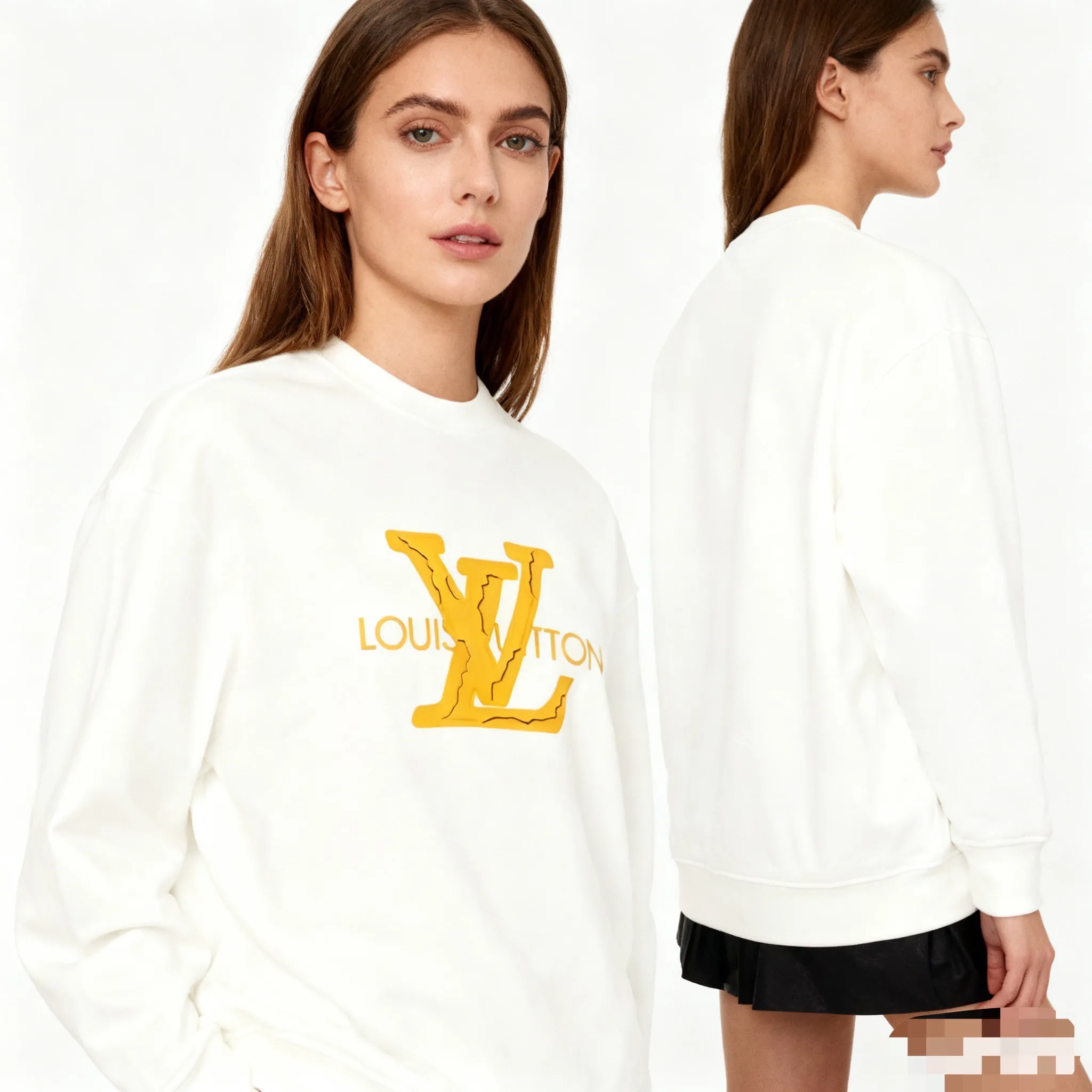 Louis Vuitton/Louis Vuitton 25Fw three-dimensional logo print crew neck sweatshirt